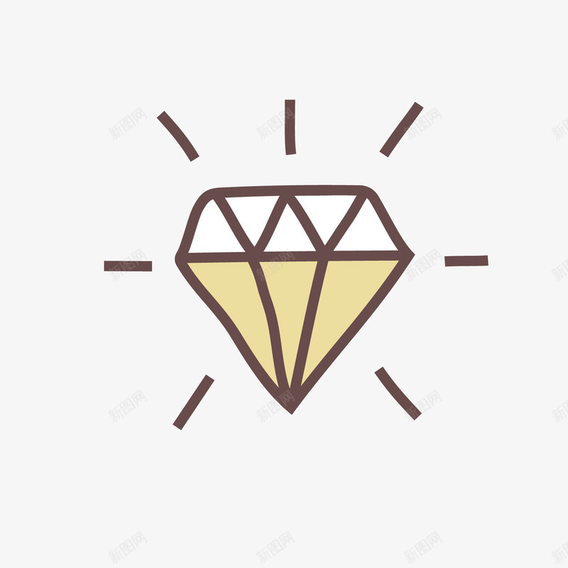 黄色发光的钻石图标png_新图网 https://ixintu.com 光线 发光 可爱 图标 婚礼 粉嫩系 钻石 闪耀
