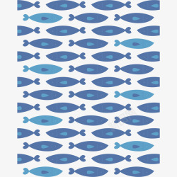 蓝色小鱼海洋花纹矢量图素材