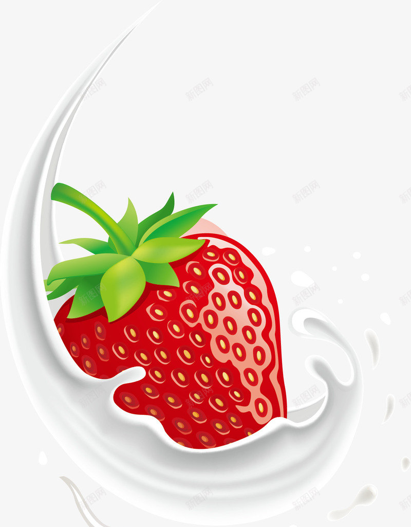 飞溅牛奶与草莓png免抠素材_新图网 https://ixintu.com 飞溅牛奶草莓水果