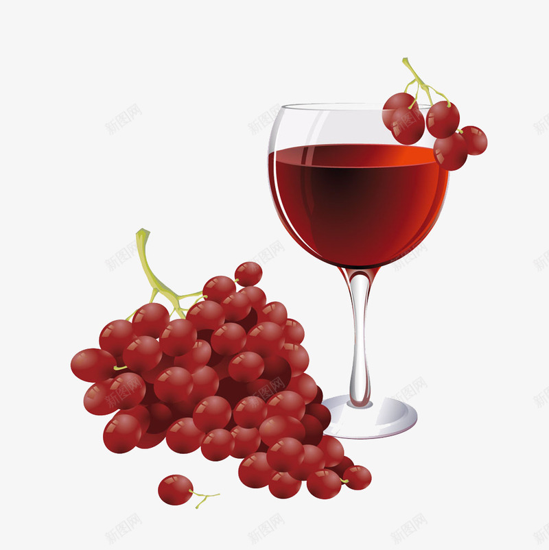 葡萄与葡萄酒png免抠素材_新图网 https://ixintu.com 葡萄酒葡萄水果美酒高档红酒洋酒酒杯