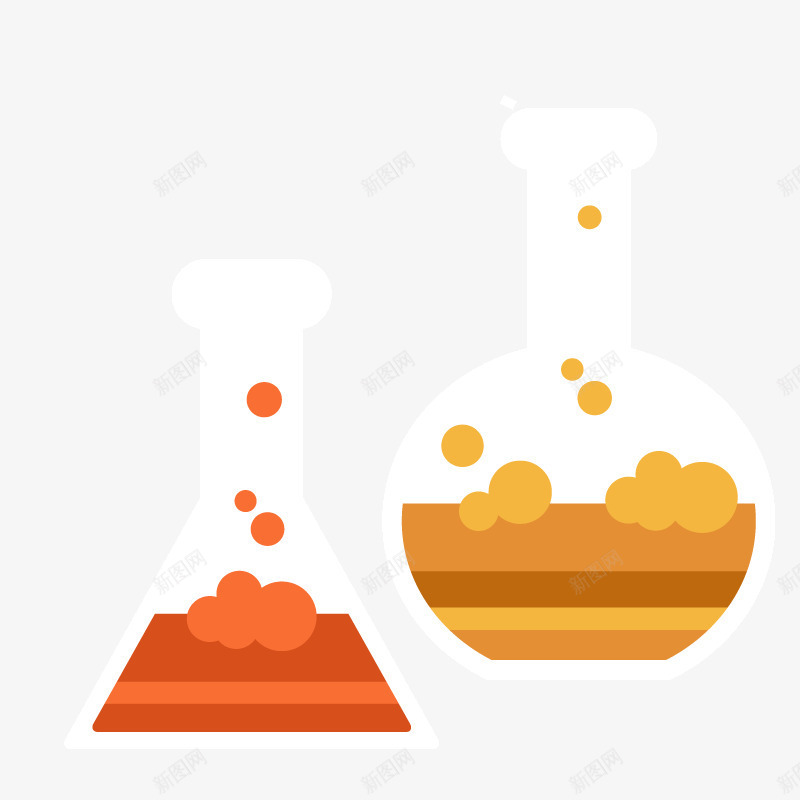 扁平化化学实验课png免抠素材_新图网 https://ixintu.com 化学药品 烧瓶 玻璃瓶 试剂