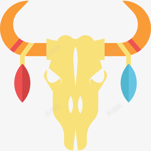 公牛颅骨图标png_新图网 https://ixintu.com 公牛头骨 印第安人 点缀 艺术 装饰