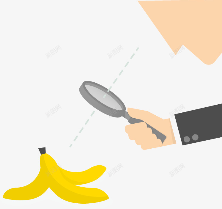 放大镜观察png免抠素材_新图网 https://ixintu.com 商务小人 放大镜 观察 香蕉皮