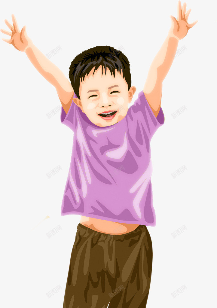 手绘可爱穿紫衣服的男孩png免抠素材_新图网 https://ixintu.com 可爱 男孩 衣服