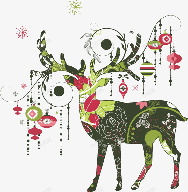 圣诞花纹麋鹿png免抠素材_新图网 https://ixintu.com 圣诞节 花纹 衣服 设计 麋鹿