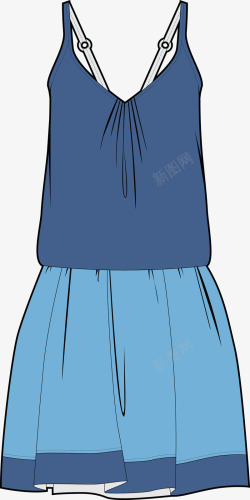 蓝色长裙图素材