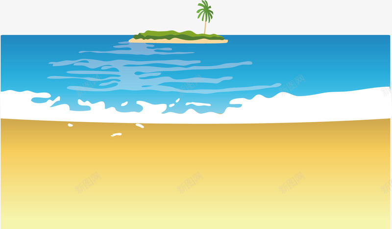 沙滩海滨png免抠素材_新图网 https://ixintu.com 小岛 岛 椰树 沙滩 浪花 海滨 海滩 海边 绿岛