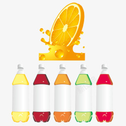 动感橙汁与饮料瓶矢量图素材