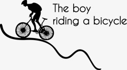 卡通创意个性骑单车的少年素材