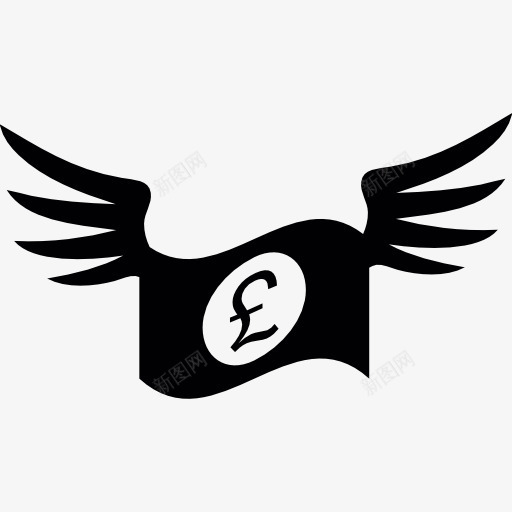 英镑的钞票带翅膀的图标png_新图网 https://ixintu.com 商务 现金 翼 英镑 货币 钱 飞行