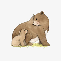 妈妈喂宝宝吃饭插画棕色的熊高清图片