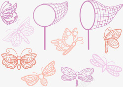 飞行网彩色捕蝴蝶的网高清图片