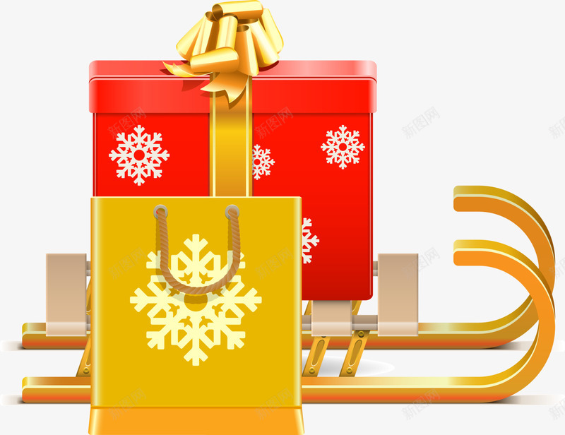 圣诞节卡通雪橇礼物png免抠素材_新图网 https://ixintu.com 圣诞快乐 圣诞礼物 圣诞节 礼品 礼物 礼盒 装饰图案 雪橇车