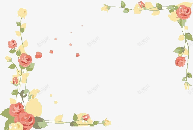 玫瑰花边框png免抠素材_新图网 https://ixintu.com 个性 唯美 手绘 清新 玫瑰花墙