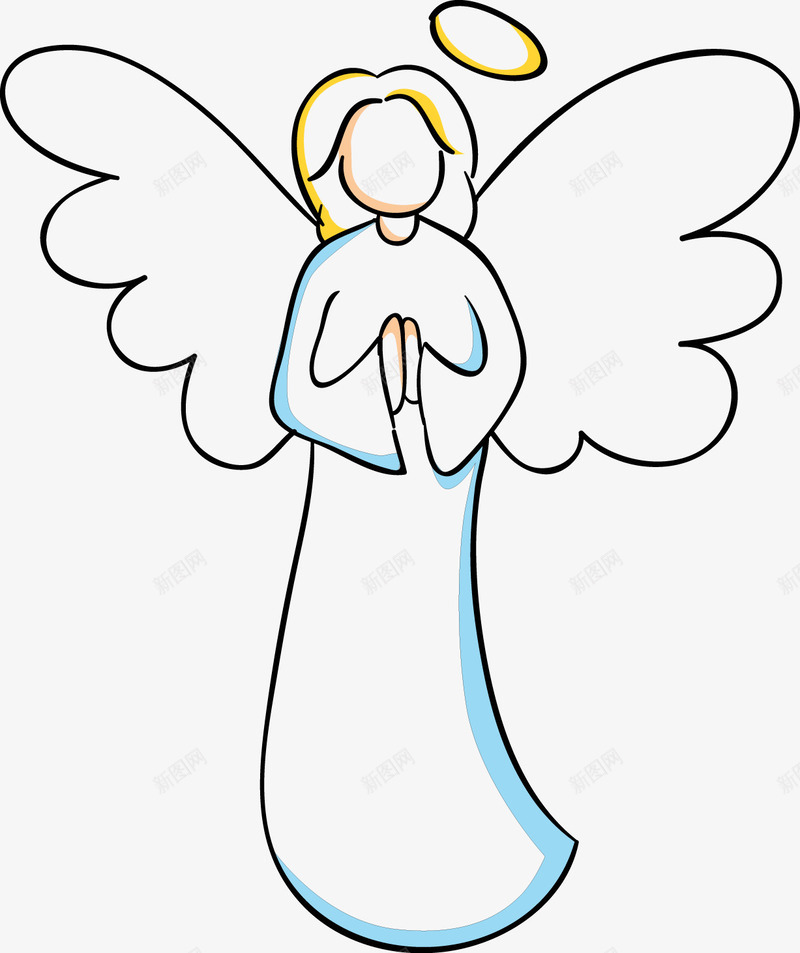 天使的翅膀png免抠素材_新图网 https://ixintu.com 卡通 可爱 天使 女人 手绘 白色的 简图 翅膀 衣服