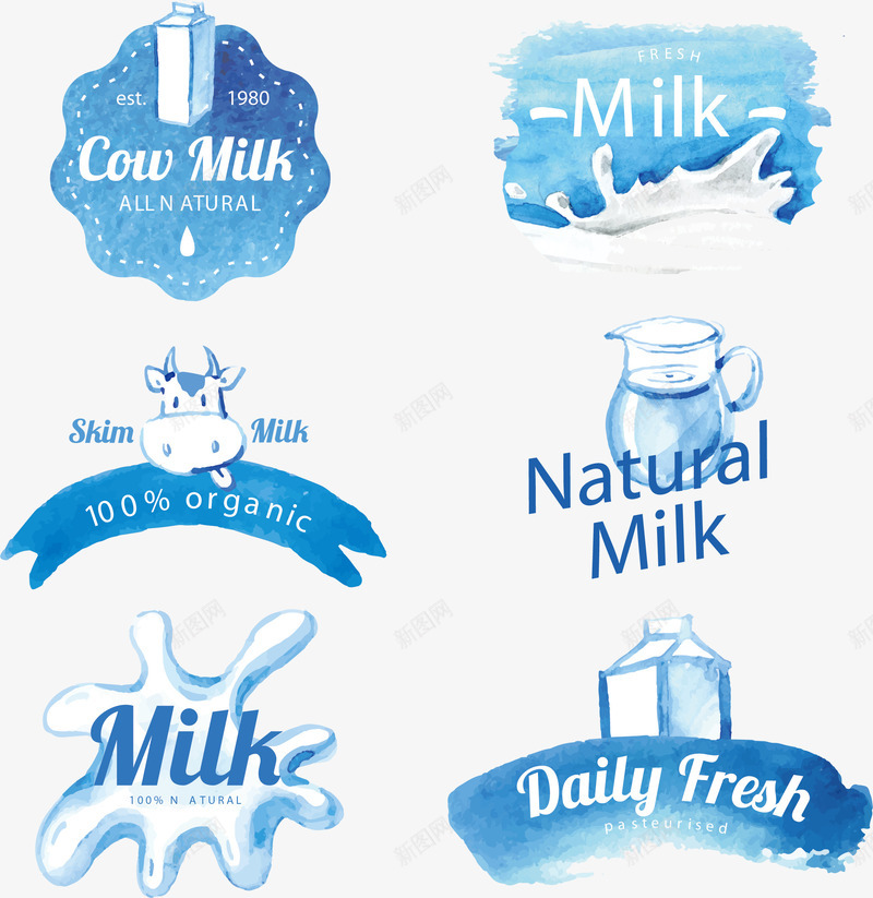 蓝色标签矢量图ai免抠素材_新图网 https://ixintu.com 新鲜 标签 水壶 涂鸦 牛奶 自然 蓝色 矢量图