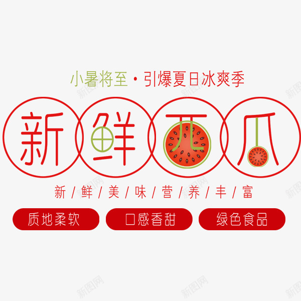 新鲜西瓜png免抠素材_新图网 https://ixintu.com 圆形 手绘 新鲜西瓜 红色