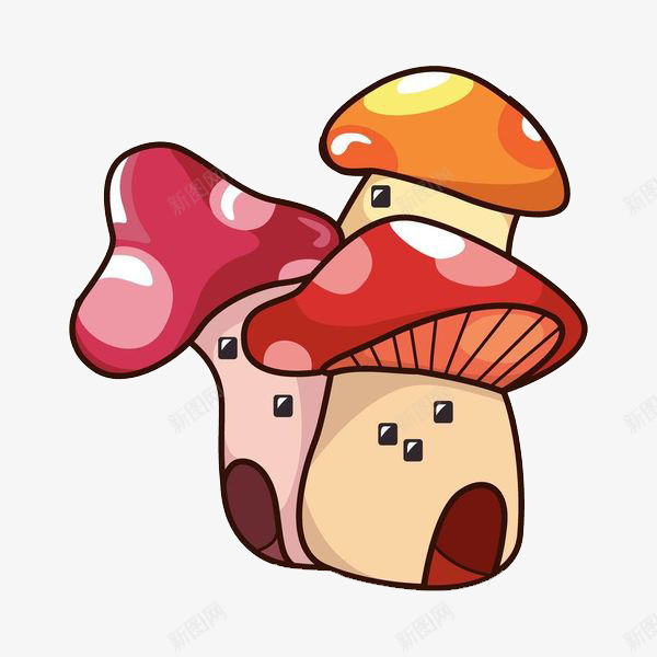 红色的蘑菇房png免抠素材_新图网 https://ixintu.com 小伞 小姑娘 小房子 新鲜 红色 蘑菇 蘑菇房 采蘑菇 食物
