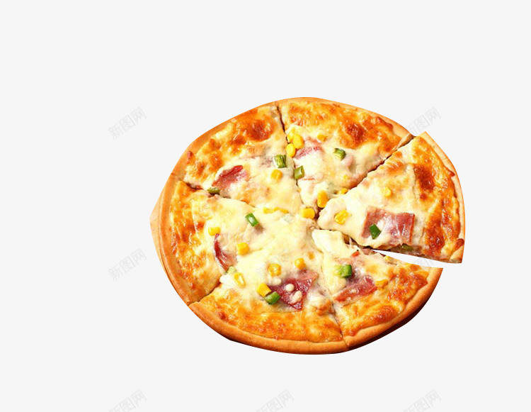 新鲜出炉的榴莲披萨png免抠素材_新图网 https://ixintu.com 圆形披萨 榴莲披萨 芝士火腿 西餐披萨