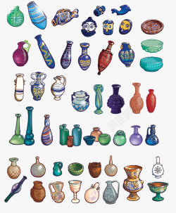 各种各样的瓷器和玻璃制品素材