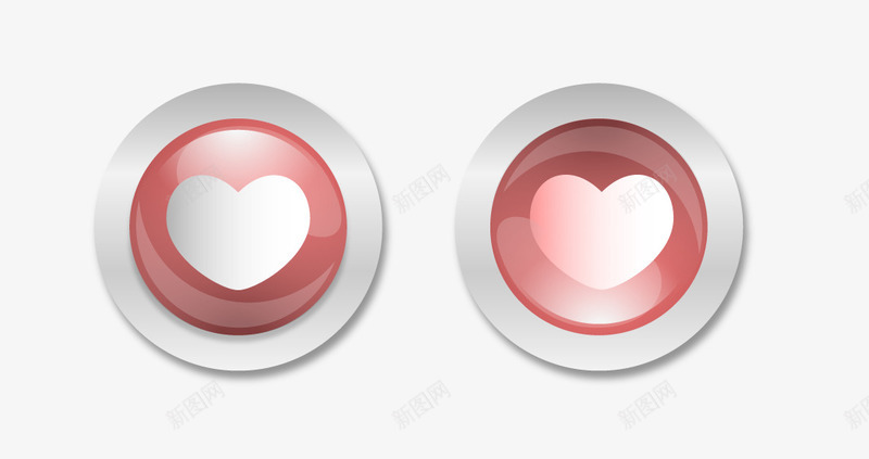 爱心质感按钮图标png_新图网 https://ixintu.com 心形 心形按钮 按钮 爱心 现实 红色 质感 选中