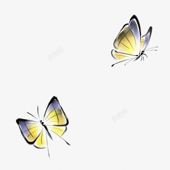 两只黄色的蝴蝶png免抠素材_新图网 https://ixintu.com 昆虫 翅膀 黄色 黑色