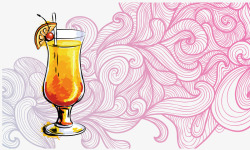 花纹玻璃杯手绘果汁饮品矢量图高清图片