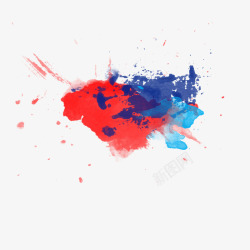 蓝红对比蓝红对比喷绘颜料墨迹高清图片