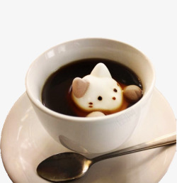 杯子棉花糖背景图片探出头的棉花糖小猫咖啡高清图片