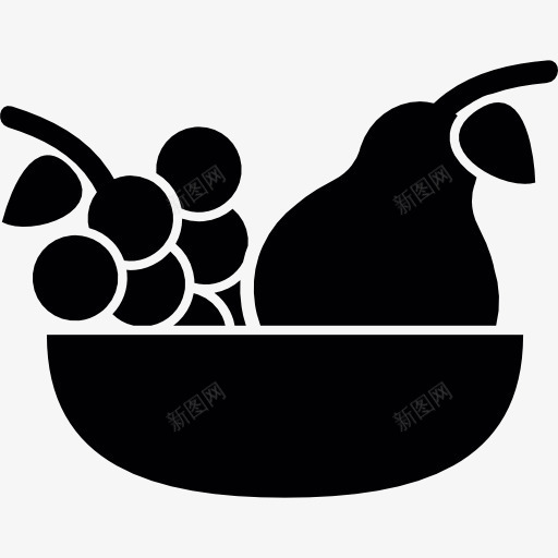 葡萄和梨放在盘子里图标png_新图网 https://ixintu.com 梨 水果 碗 葡萄 静物 食品