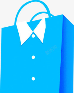 蓝色衣服翻领购物袋素材