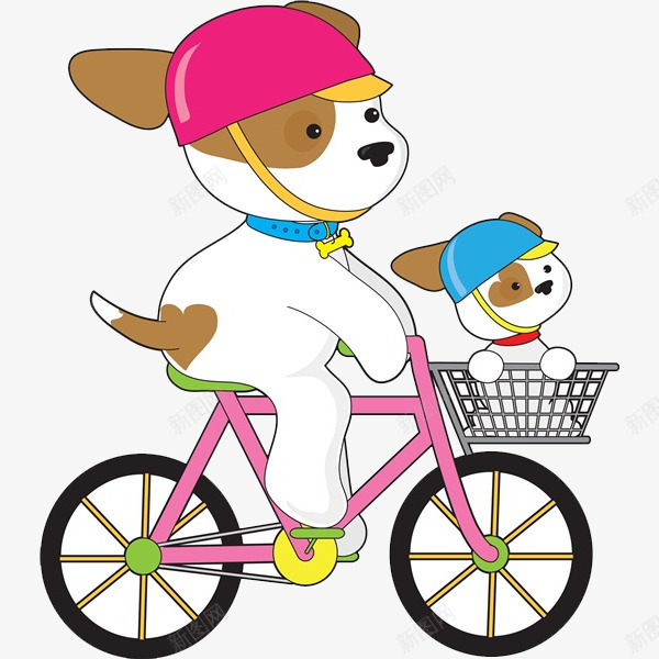 狗妈妈骑车带着狗宝宝png免抠素材_新图网 https://ixintu.com 动物 可爱的 头盔 狗妈妈 狗宝宝 自行车 骑车子
