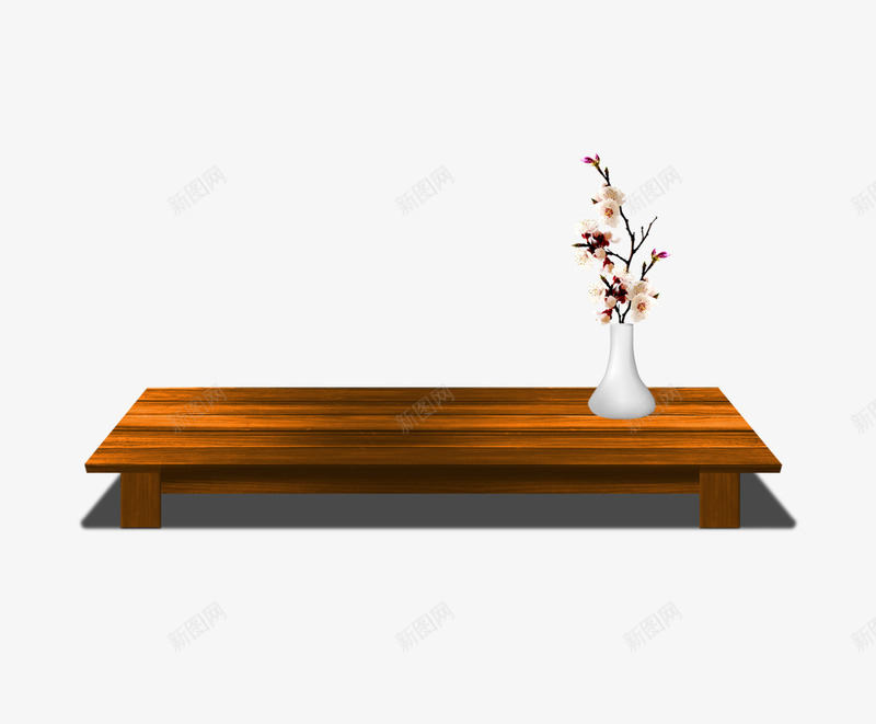 木头小长桌png免抠素材_新图网 https://ixintu.com 小花瓶 木头桌子 桌子装饰 长桌