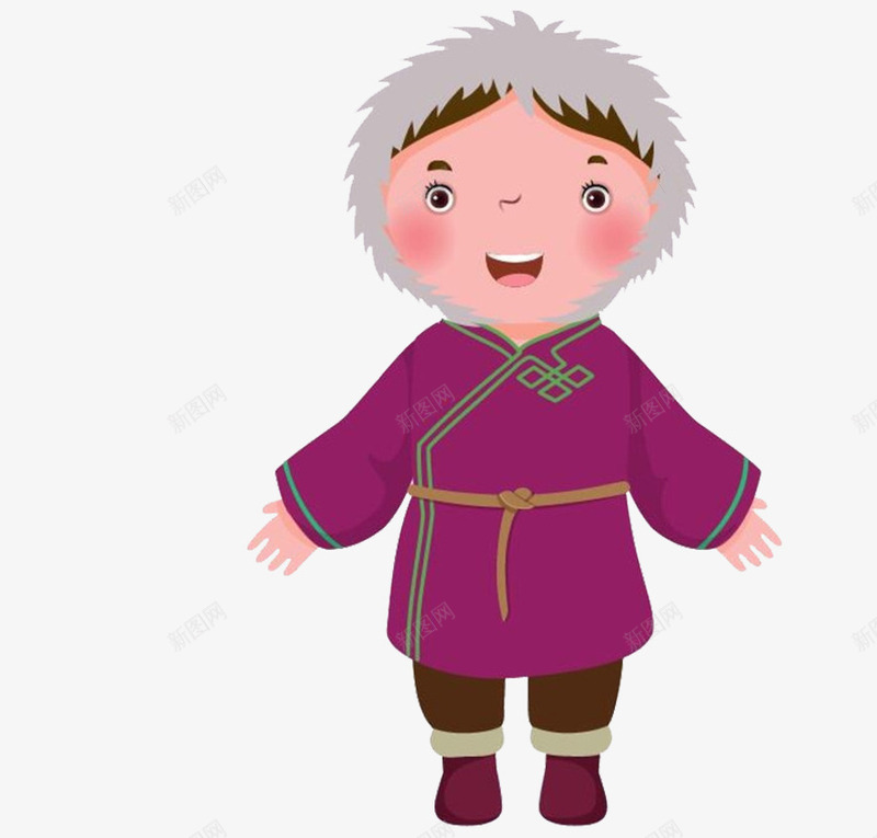 北方男孩png免抠素材_新图网 https://ixintu.com 古装 可爱 大袍子 毛毡帽 紫色衣服