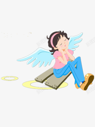 神游的天使png免抠素材_新图网 https://ixintu.com 卡通 少女 素材 翅膀