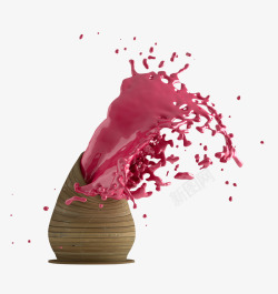 木瓶飞溅粉红色油墨素材