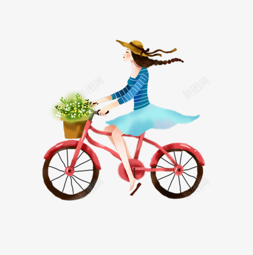骑自行车的小女孩png免抠素材_新图网 https://ixintu.com PNG素材 卡通 小女孩 自行车 花朵