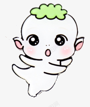 卡通小精灵png免抠素材_新图网 https://ixintu.com 可爱的精灵 头戴绿花的精灵 白色的精灵 绘画精灵图案