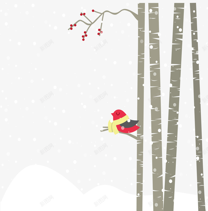 树林里玩耍的鸟矢量图ai免抠素材_新图网 https://ixintu.com 下雪 树林 玩耍 玩雪 雪 鸟 矢量图