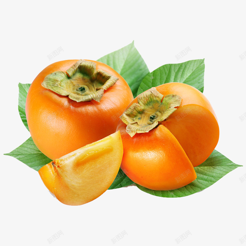新鲜柿子png免抠素材_新图网 https://ixintu.com 产品实物 新鲜柿子 橙色 水果