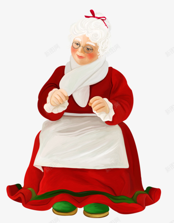和蔼的老奶奶png免抠素材_新图网 https://ixintu.com 白围巾 白头发 红衣服 老奶奶 老婆婆卡通
