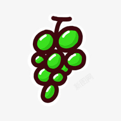 绿色葡萄手绘素材