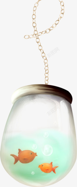 透明玻璃瓶的小鱼素材