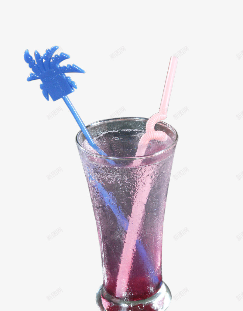 蓝莓果汁png免抠素材_新图网 https://ixintu.com 吸管 果汁 玻璃杯 蓝莓