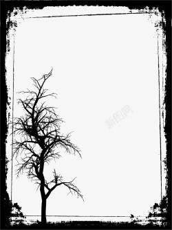 怀旧树木背景树木剪影边框高清图片