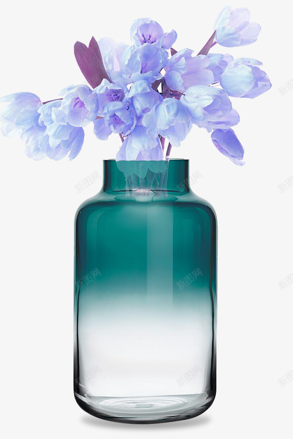 蓝色透明玻璃花瓶PSDpng免抠素材_新图网 https://ixintu.com 天蓝色瓶子 插花瓶 花瓶PSD 蓝色花瓶 装饰 透明玻璃