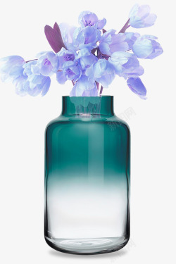 蓝色透明玻璃花瓶PSD素材
