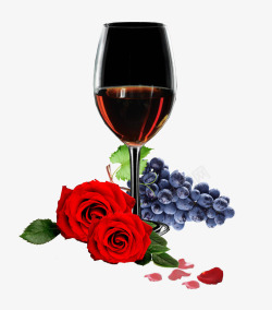 红酒和鲜花素材