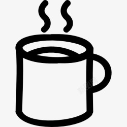 温暖的饮料热咖啡杯手绘轮廓图标高清图片