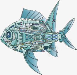创意蓝色机械鱼素材